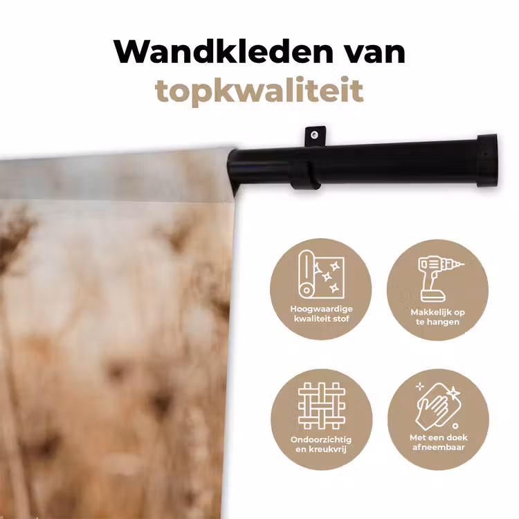 Schermbloem - Droogbloem - Winter - Beige - Minimalistisch Wandkleed katoen klein -sfeer2