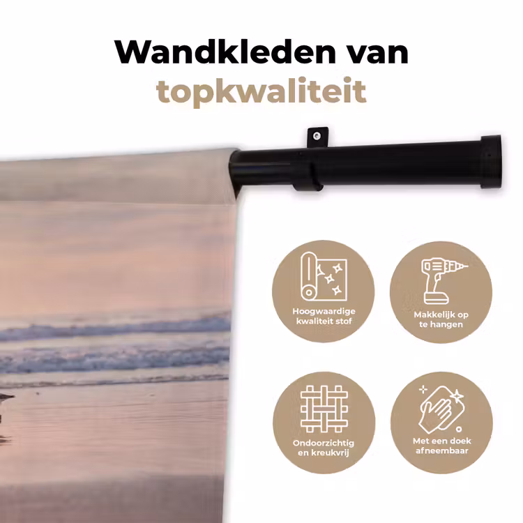 Zee - Vogels - Strand Wandkleed katoen klein -sfeer2