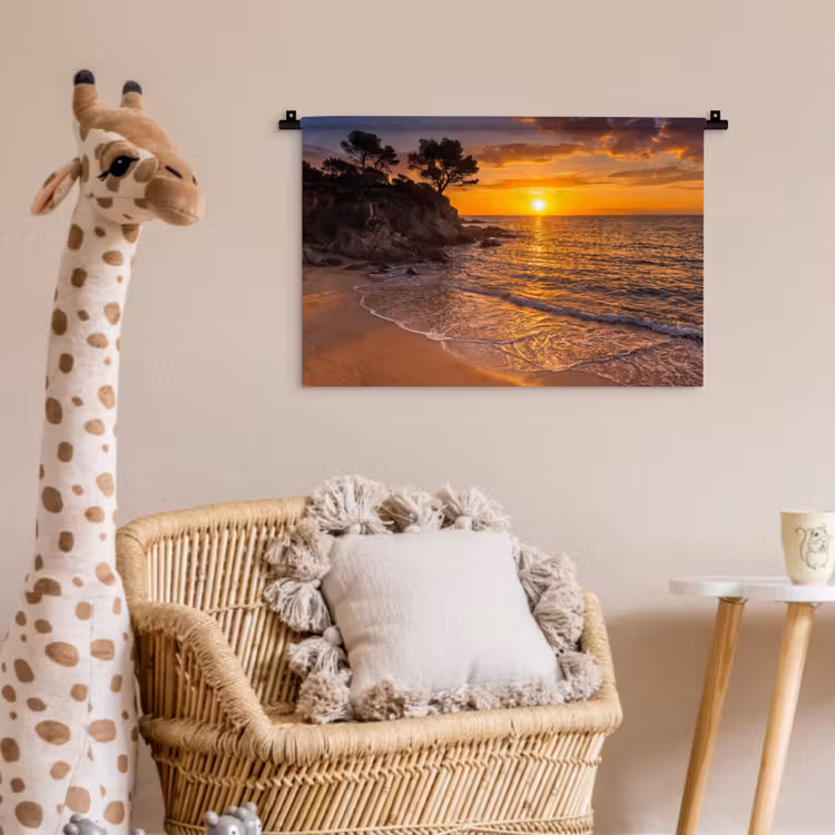 Zee - Kust - Zonsondergang - Natuur - Oranje Wandkleed katoen klein -wsfeer5_kind