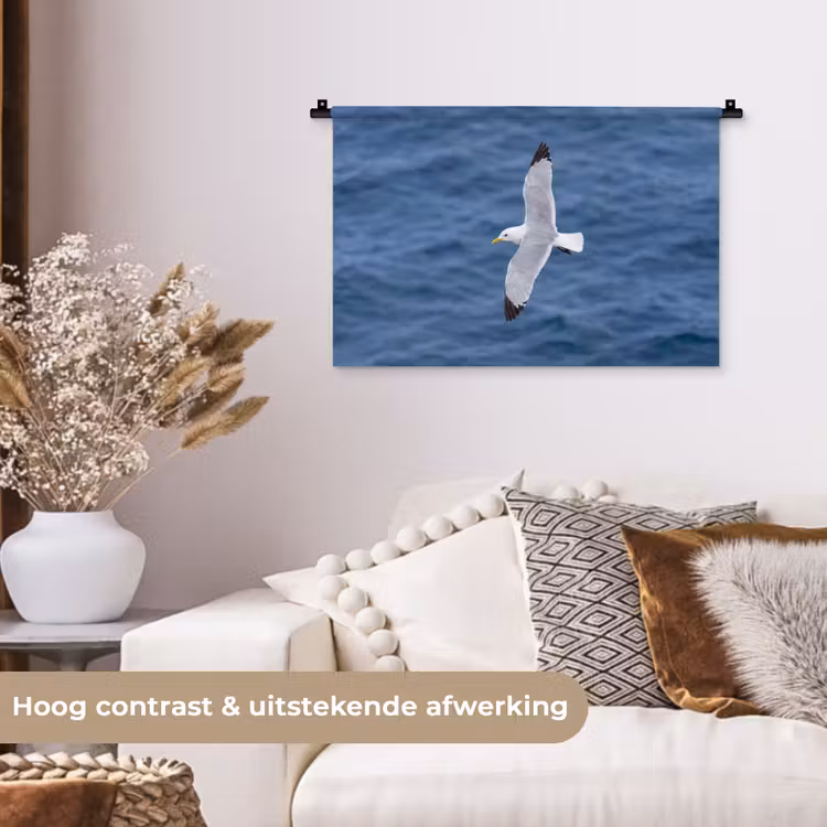 Zeemeeuw - Oceaan - Blauw Wandkleed katoen klein -sfeer1