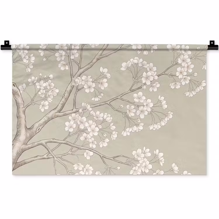 Sereen - Bloesem - Wit Wandkleed katoen klein -zz3d