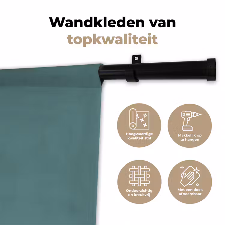 Serene - Teal - Blauw Wandkleed katoen klein 269 -sfeer2