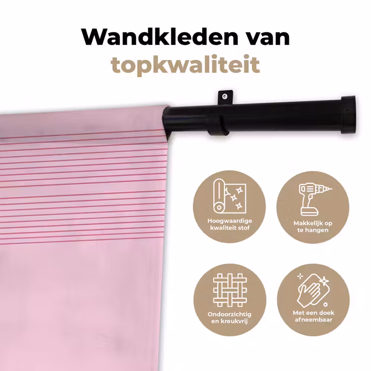Vormen - Lijnen - Minimalistisch - Roze Wandkleed katoen klein -sfeer2