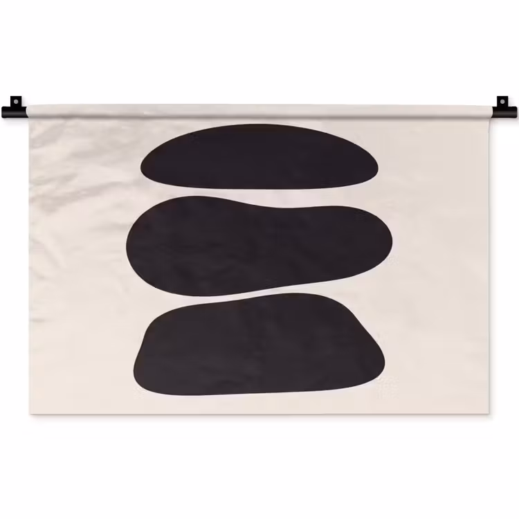 Wall Hanging - Shapes - Organic - Black - Vormen - Organisch - Zwart Wandkleed katoen klein