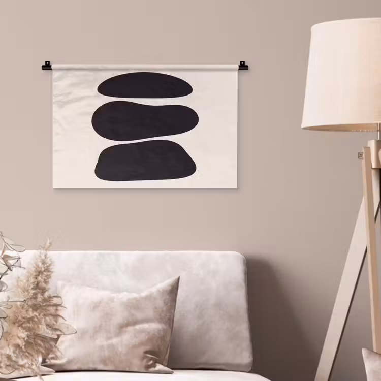 Wall Hanging - Shapes - Organic - Black - Vormen - Organisch - Zwart Wandkleed katoen klein