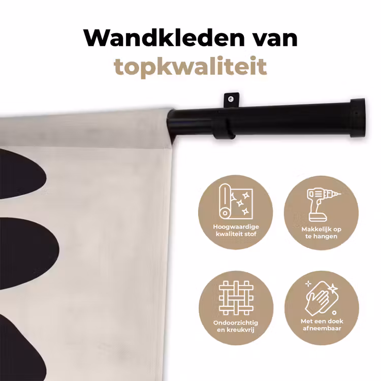 Wall Hanging - Shapes - Organic - Black - Vormen - Organisch - Zwart Wandkleed katoen klein