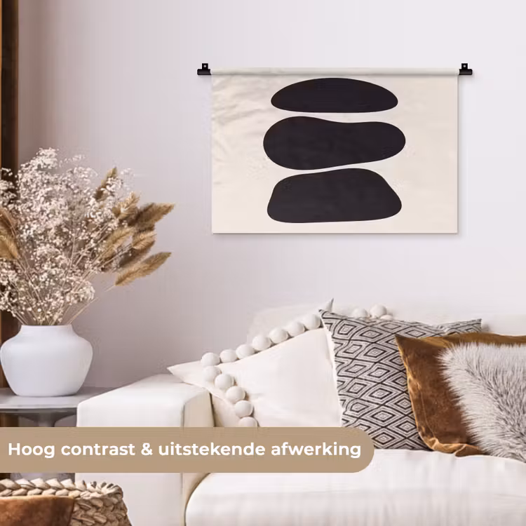 Wall Hanging - Shapes - Organic - Black - Vormen - Organisch - Zwart Wandkleed katoen klein