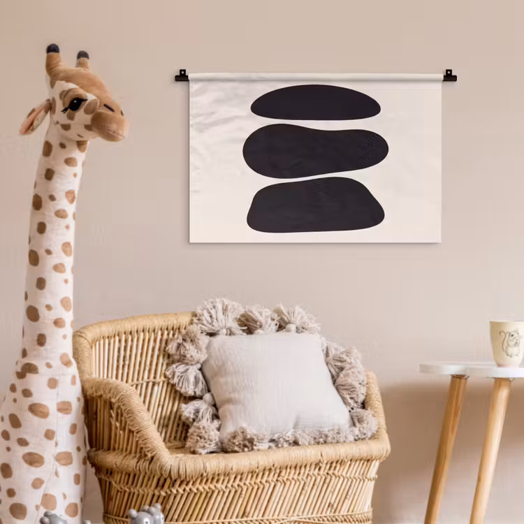 Wall Hanging - Shapes - Organic - Black - Vormen - Organisch - Zwart Wandkleed katoen klein