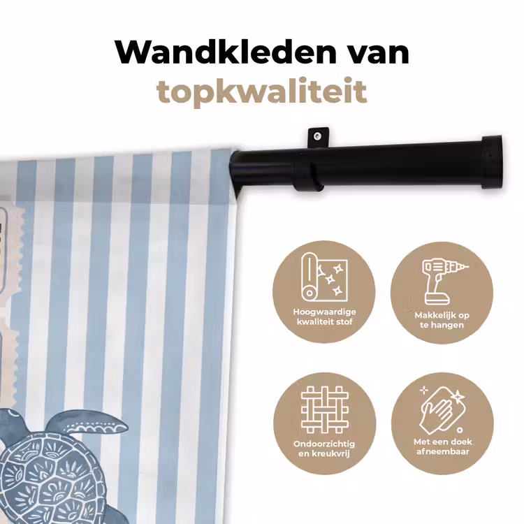Schelp - Oceaan - Kust - Blauw - Illustratie Wandkleed katoen klein -sfeer2