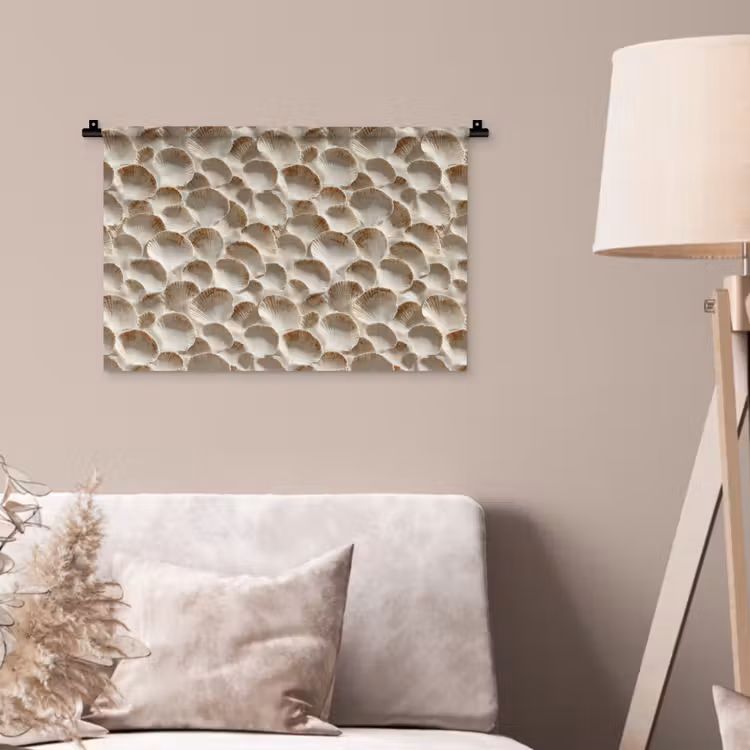 Schelpen - Waaiervorm - Wit Wandkleed katoen klein 269 -sfeer4