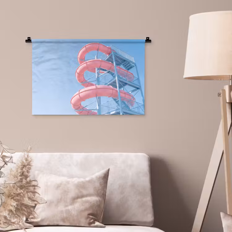 Glijbaan - Waterpark - Spiraal - Modern - Roze Wandkleed katoen klein -sfeer4
