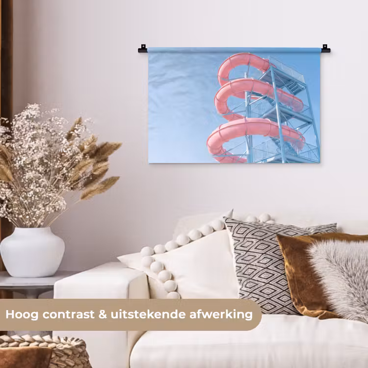 Glijbaan - Waterpark - Spiraal - Modern - Roze Wandkleed katoen klein -sfeer1
