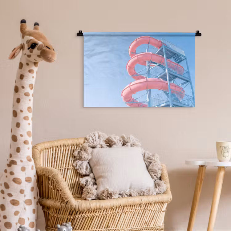Glijbaan - Waterpark - Spiraal - Modern - Roze Wandkleed katoen klein -wsfeer5_kind