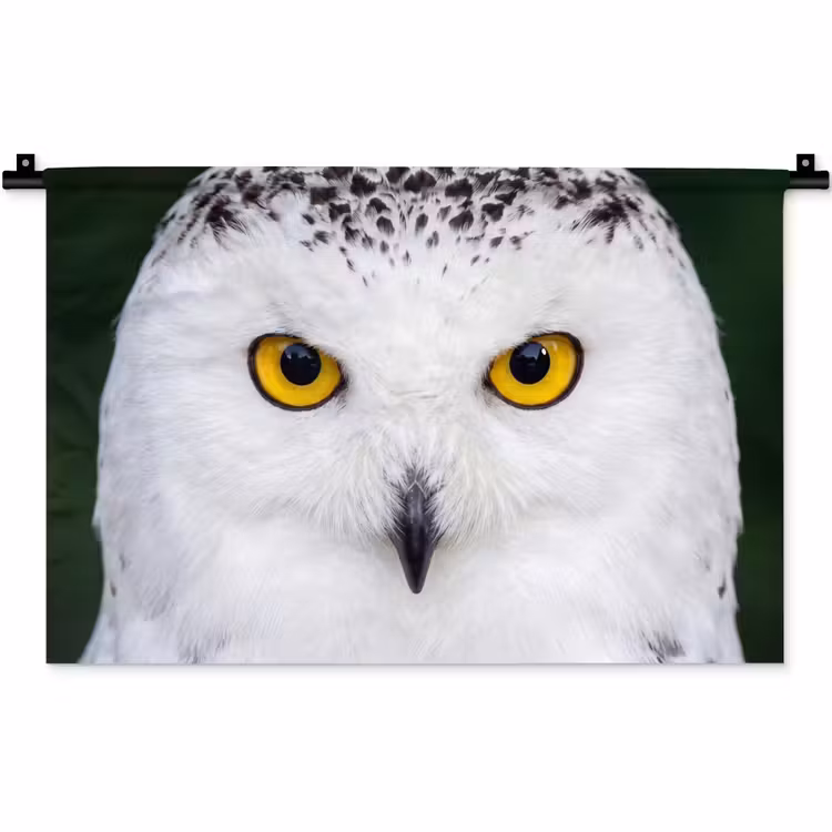 Sneeuwuil - Portret - Geel Wandkleed katoen klein -zz3d