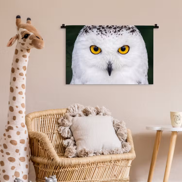 Sneeuwuil - Portret - Geel Wandkleed katoen klein -wsfeer5_kind