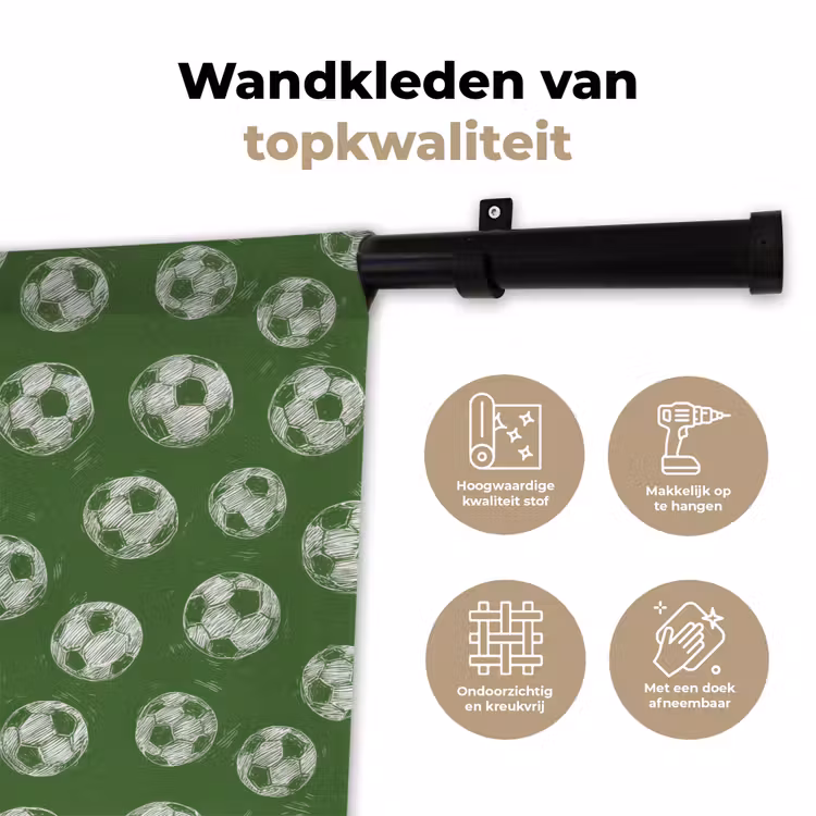 Voetbal - Sport - Groen Wandkleed katoen klein 269 -sfeer2
