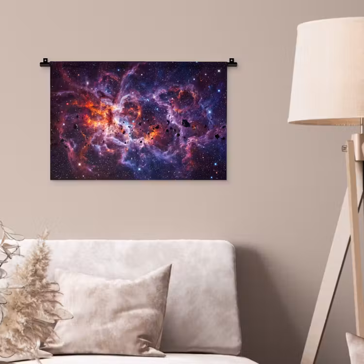 Space - Stars - Abstract - Colorful Wandkleed katoen klein -sfeer4