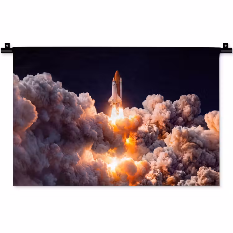 Wall Hanging - Spacecraft - Launch - Stars - Ruimtevaartuig - Lancering - Sterren Wandkleed katoen klein