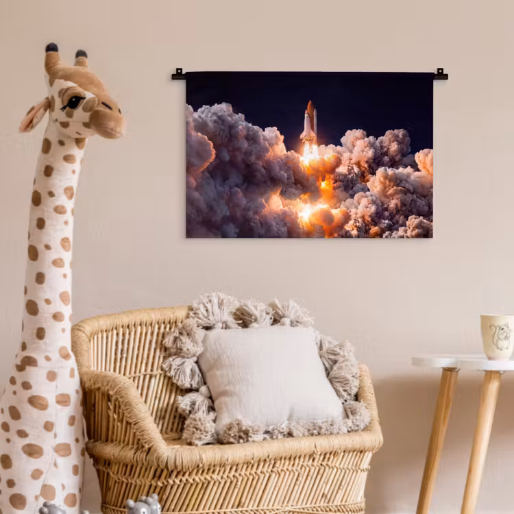 Wall Hanging - Spacecraft - Launch - Stars - Ruimtevaartuig - Lancering - Sterren Wandkleed katoen klein