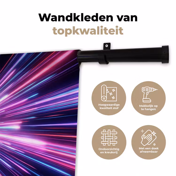 Lichtsnelheid - Ruimte - Roze - Paars Wandkleed katoen klein -sfeer2