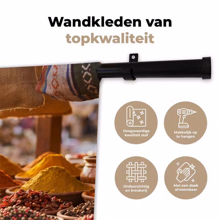 Wall Hanging - Spices - Market - Colorful - Specerijen - Markt - Kleurrijk Wandkleed katoen klein
