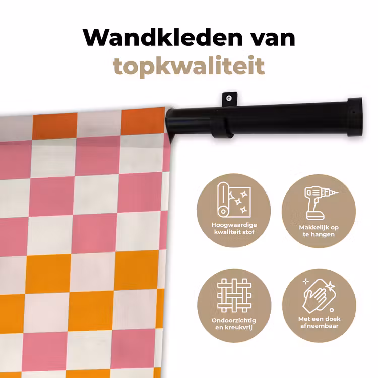 Vierkant - Patroon - Oranje Wandkleed katoen klein 269 -sfeer2
