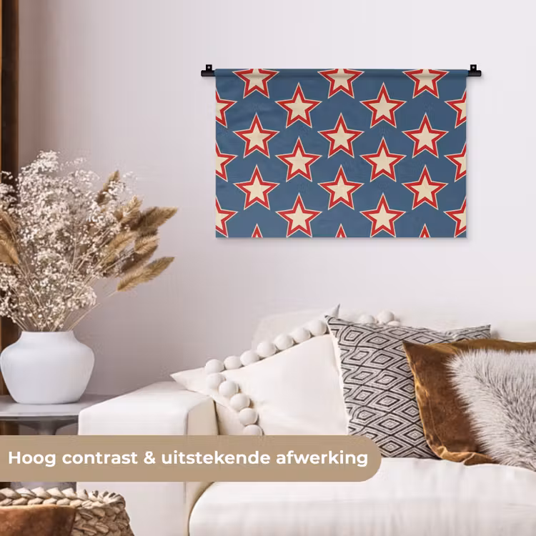 Ster - Klassiek - Blauw Wandkleed katoen klein 269 -sfeer1