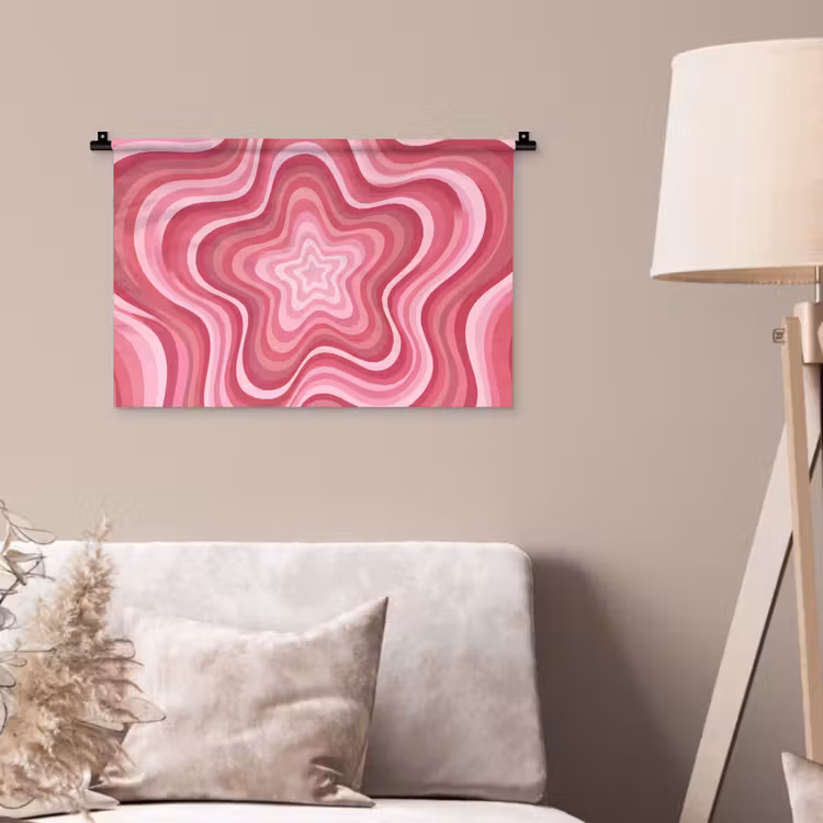 Ster - Golvend - Abstract - Roze Wandkleed katoen klein -sfeer4