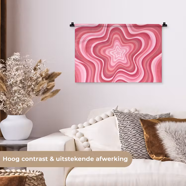 Ster - Golvend - Abstract - Roze Wandkleed katoen klein -sfeer1