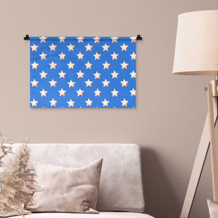 Sterren - Patroon - Blauw Wandkleed katoen klein 269 -sfeer4