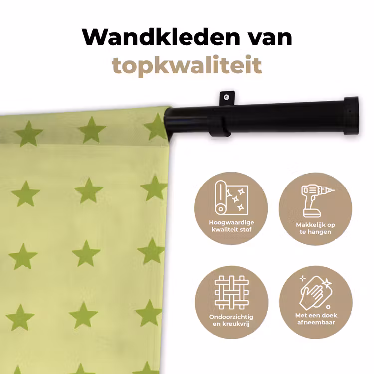 Sterren - Patroon - Groen Wandkleed katoen klein 269 -sfeer2