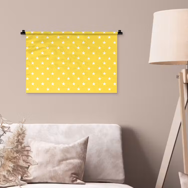 Sterren - Patroon - Minimalistisch - Geel Wandkleed katoen klein 269 -sfeer4