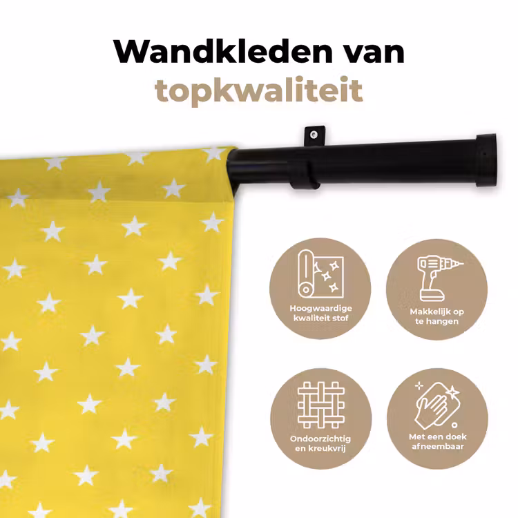 Sterren - Patroon - Minimalistisch - Geel Wandkleed katoen klein 269 -sfeer2