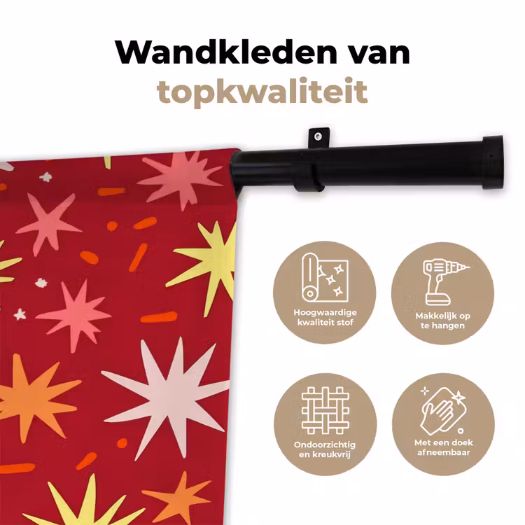 Sterren - Speels - Rood Wandkleed katoen klein 269 -sfeer2