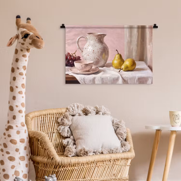 Wall Hanging - Still Life - Fruit - Pink - Stilleven - Fruit - Roze Wandkleed katoen klein