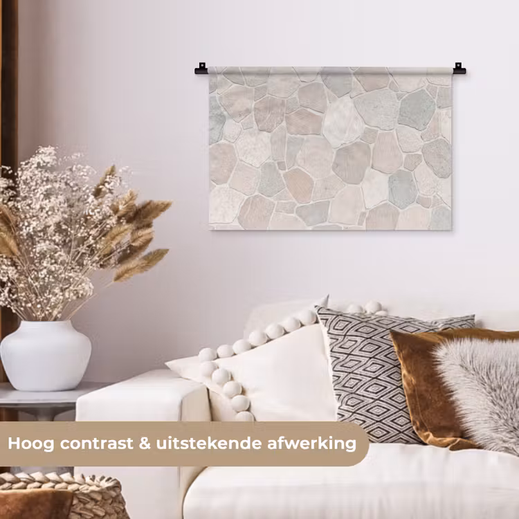 Steen - Patroon - Textuur - Beige Wandkleed katoen klein -sfeer1