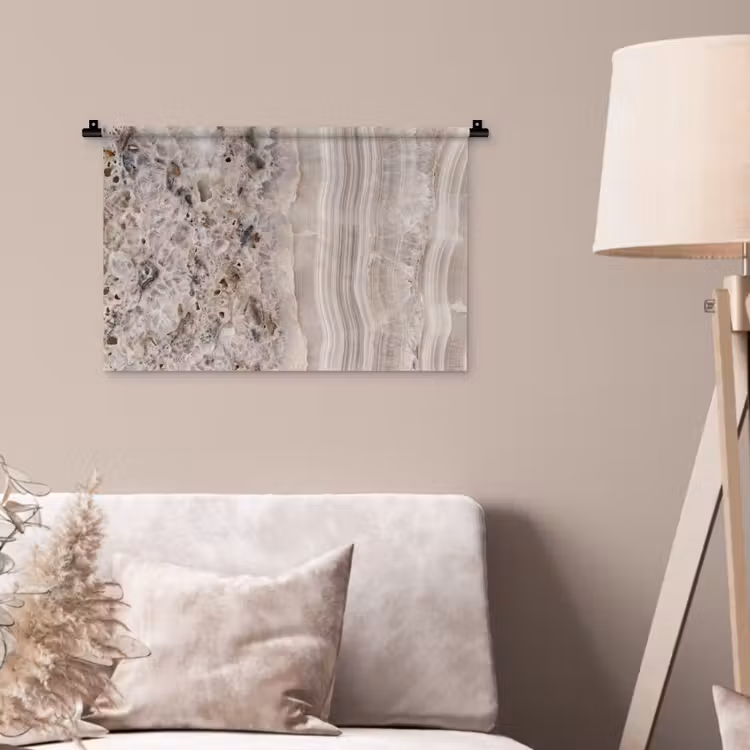 Steen - Textuur - Abstract - Beige - Wit Wandkleed katoen klein -sfeer4