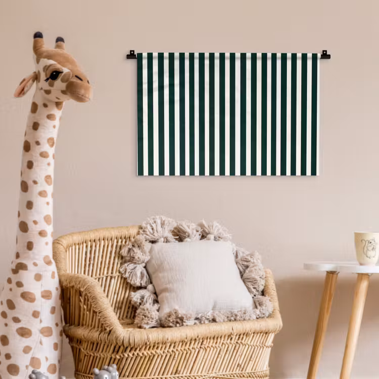 Strepen - Klassiek - Groen Wandkleed katoen klein 269 -wsfeer5_kind