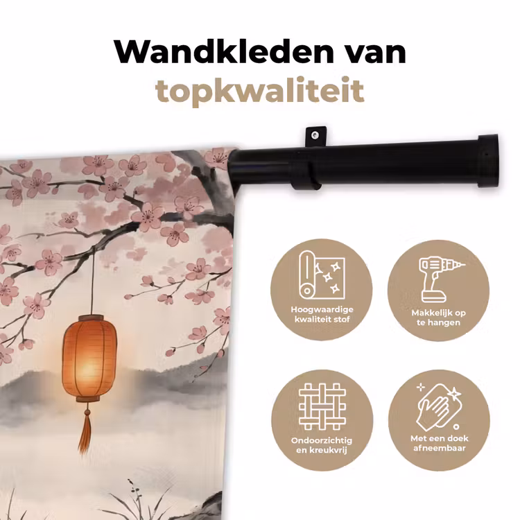 Zon - Japans - Traditioneel Wandkleed katoen klein -sfeer2