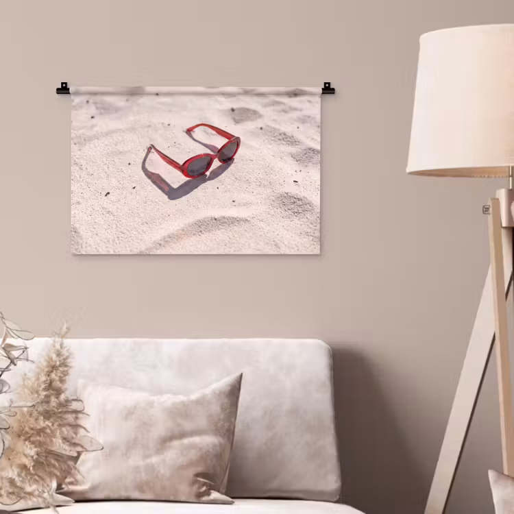 Zonnebril - Strand - Vakantie - Rood Wandkleed katoen klein -sfeer4