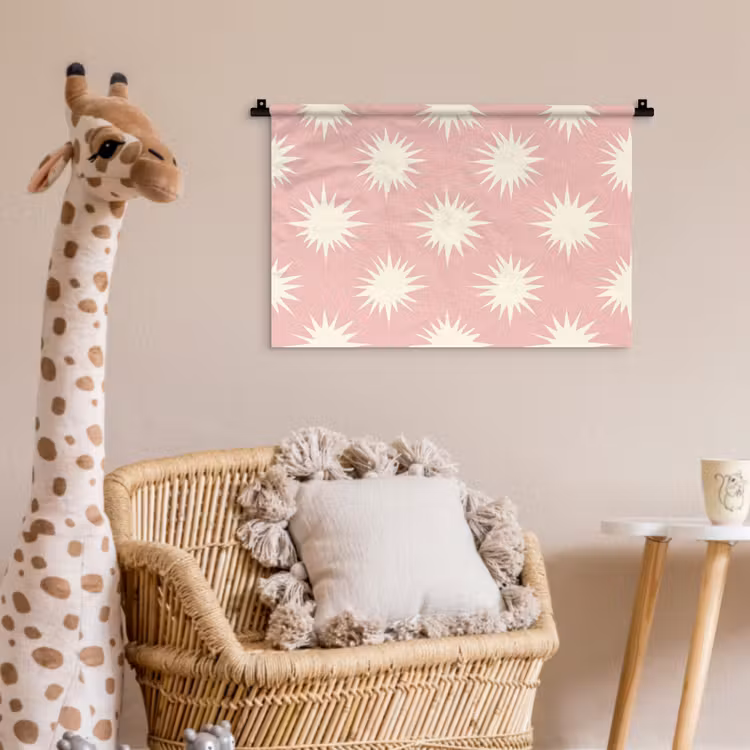 Zonnen - Patroon - Roze Wandkleed katoen klein 269 -wsfeer5_kind