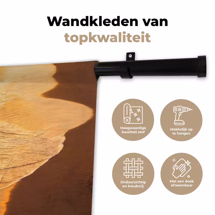 Surfer - Strand - Zonsondergang - Oceaan - Goud Wandkleed katoen klein -sfeer2