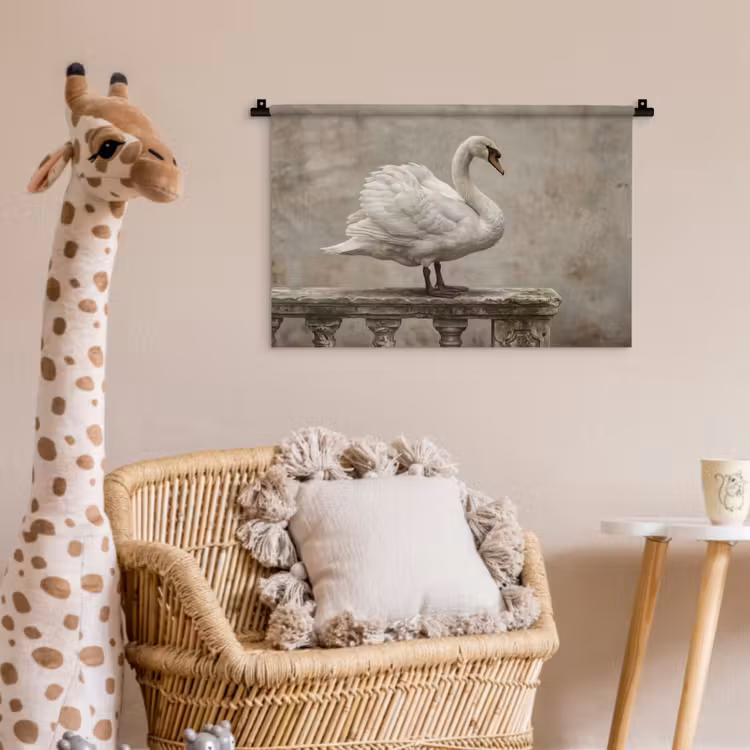 Zwaan - Elegant - Dieren - Wit Wandkleed katoen klein -wsfeer5_kind