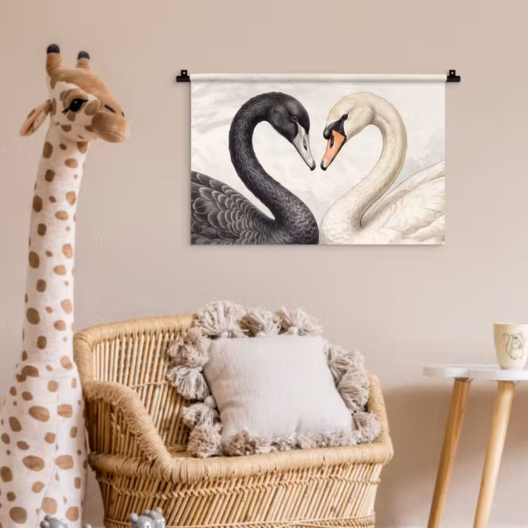 Zwanen - Hartvorm - Dieren Wandkleed katoen klein -wsfeer5_kind
