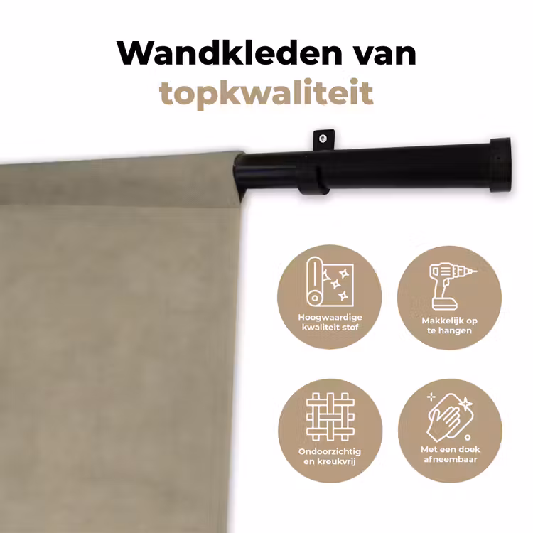 Taupekleur - Gewolkt textuur - Natuurlijk Wandkleed katoen klein 269 -sfeer2