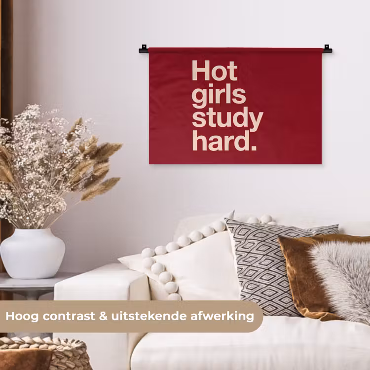 Tekst - Studie - Motivatie - Modern - Rood Wandkleed katoen klein -sfeer1