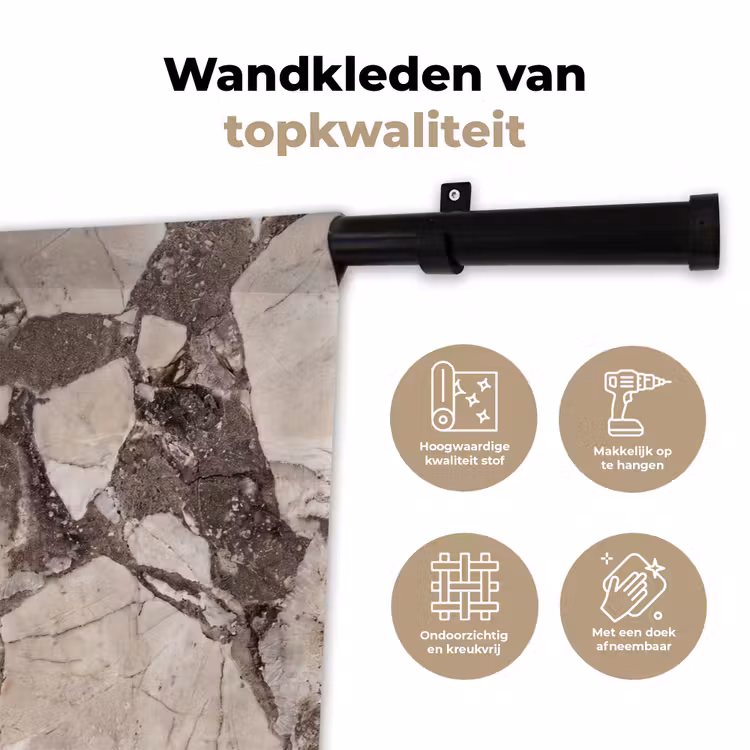 Textuur - Marmer - Abstract - Beige - Bruin Wandkleed katoen klein -sfeer2