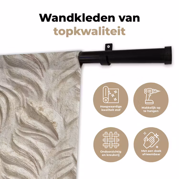 Textuur - Reliëf - Beige Wandkleed katoen klein 269 -sfeer2