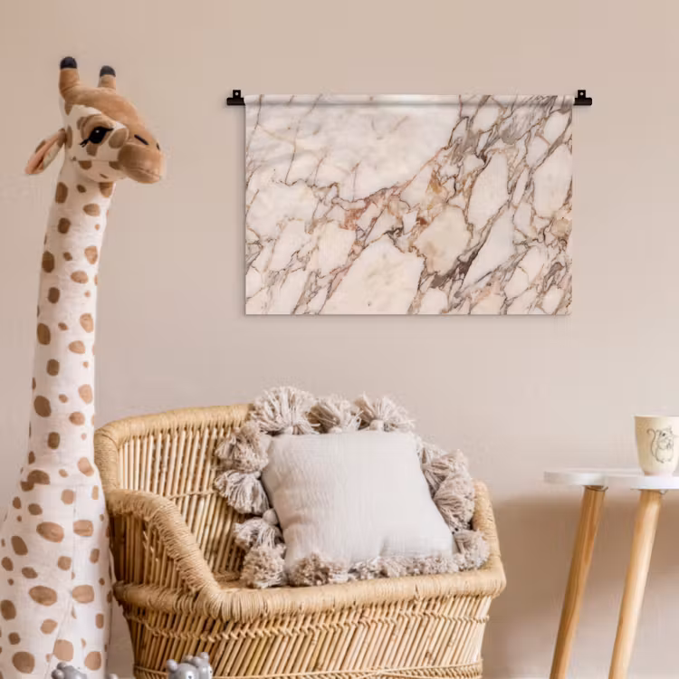 Textuur - Gesteente - Aderen - Abstract - Wit Wandkleed katoen klein -wsfeer5_kind