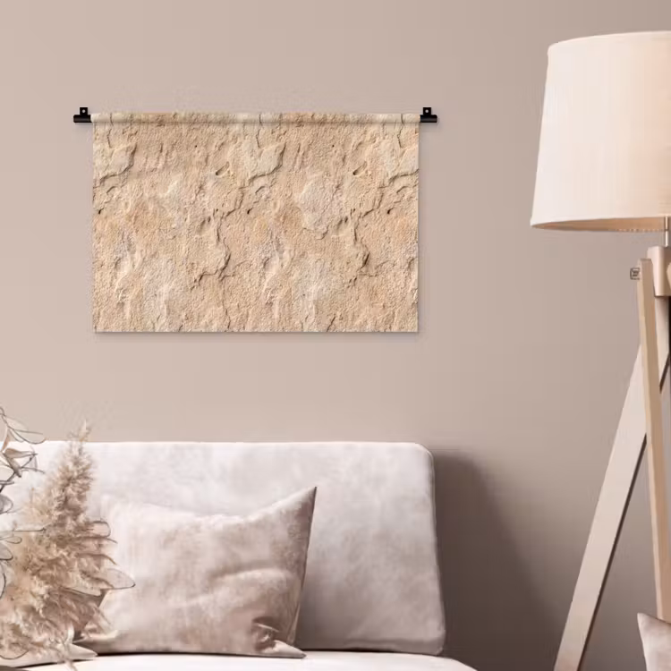 Textuur - Steen - Natuur - Beige Wandkleed katoen klein -sfeer4